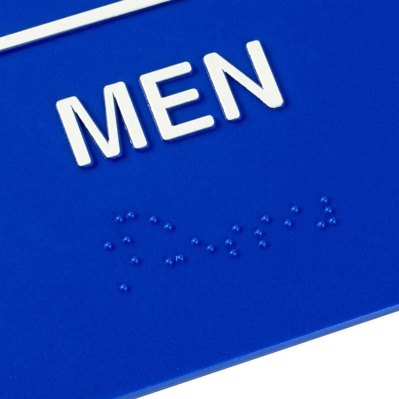 AborenCo ADA Men and Women Restrooms Sign Set with Braille Toilet Door Plate for Business Restaurant, 6" x 9" (Men and Women Set Blue) - Image 4
